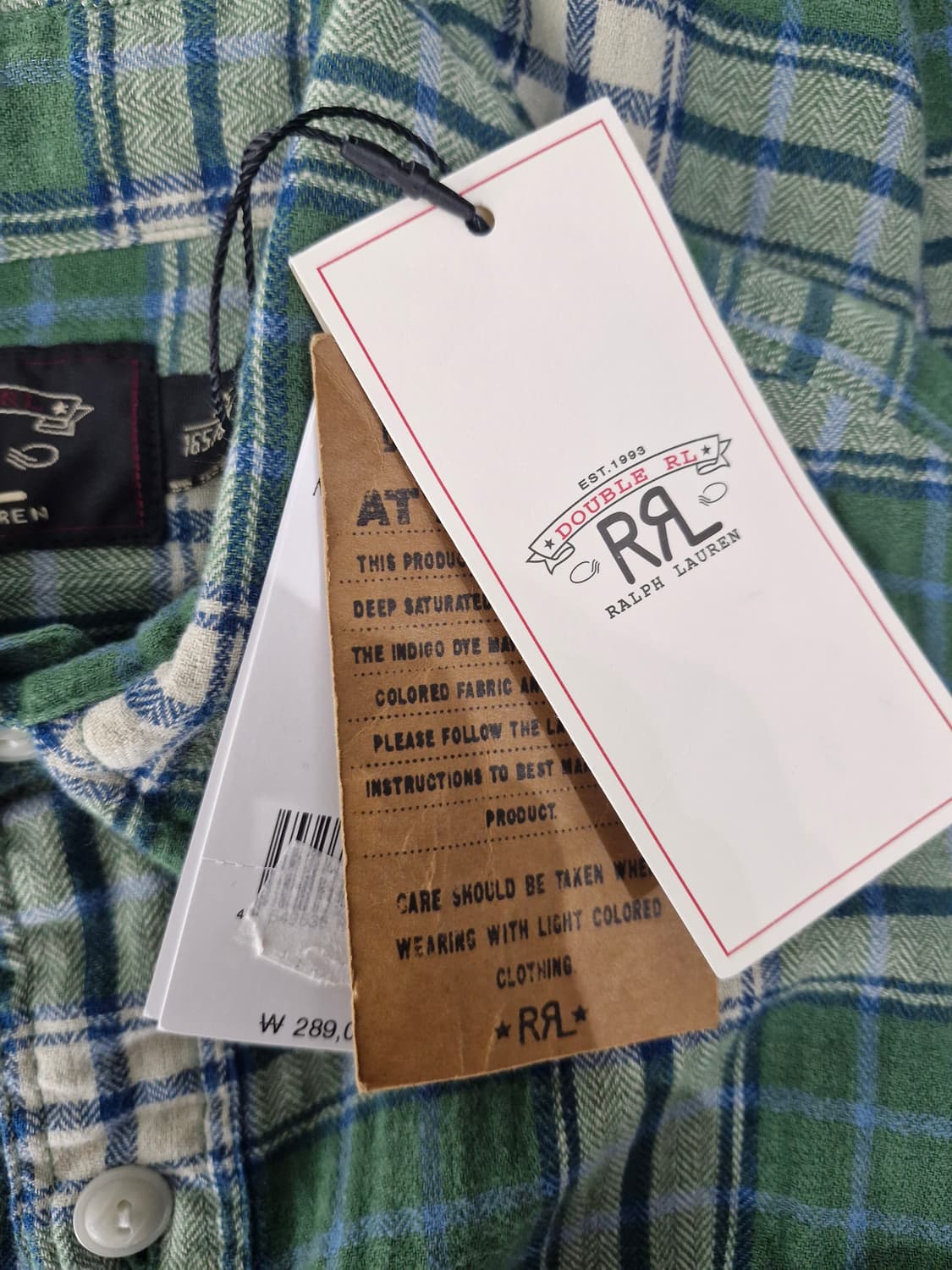 새상품)RRL 더블알엘 워크셔츠 그린체크 상품이미지6