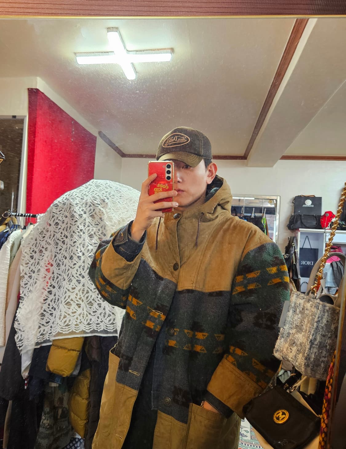 미스티하버(Mysti Harbor) 빈티지 가죽 노르딕 블럭 점퍼  상품이미지2