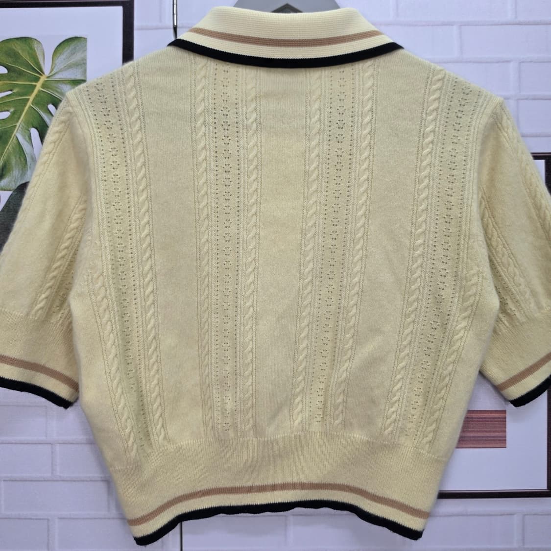 산드로 케이블 캐시미어 울 폴로 반팔 크롭 티셔츠 1사이즈 상품이미지6