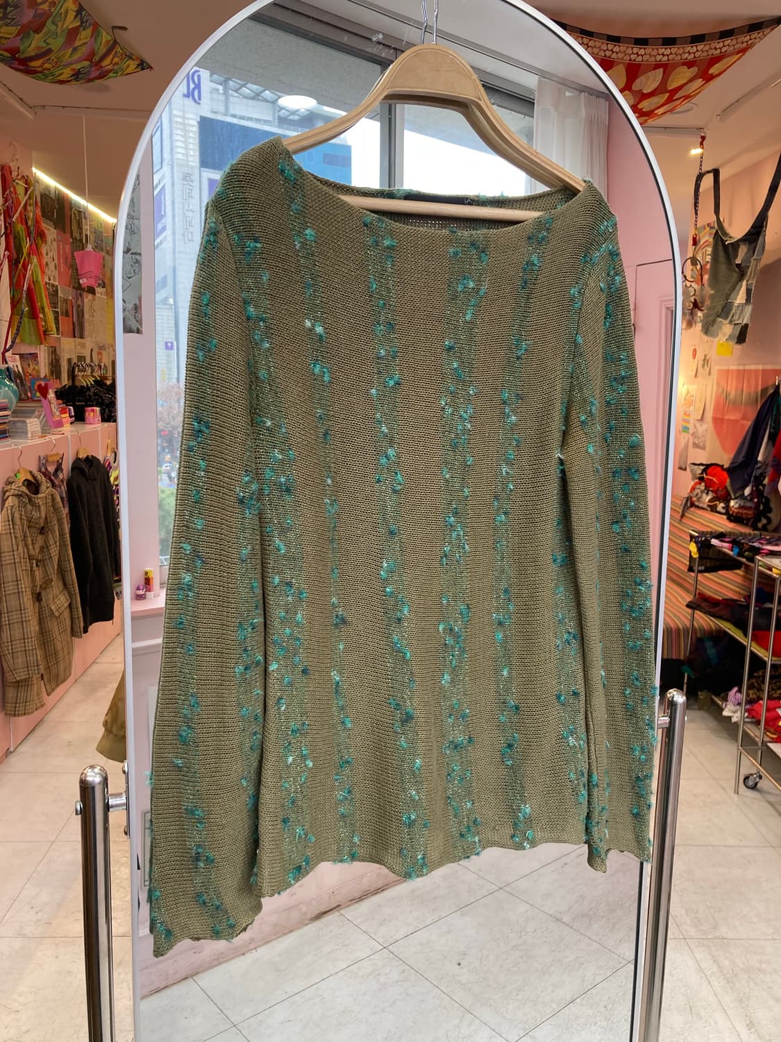 빈티지 카키 그런지 니트 상품이미지1