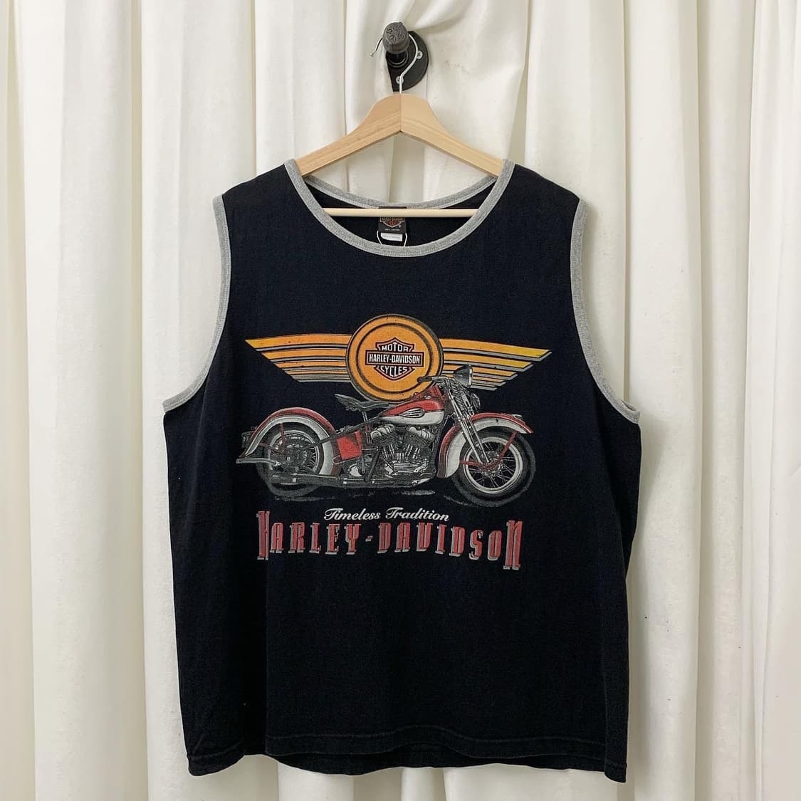 할리데이빈슨 블랙 빅프린팅 슬리브리스 상품이미지1