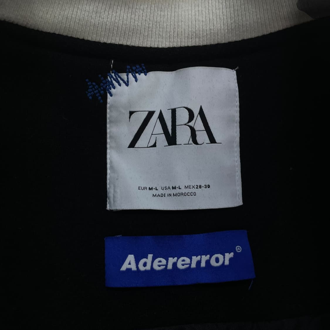 아더에러 x 자라 울 블렌드 바시티 봄버 자켓 블랙 상품이미지4