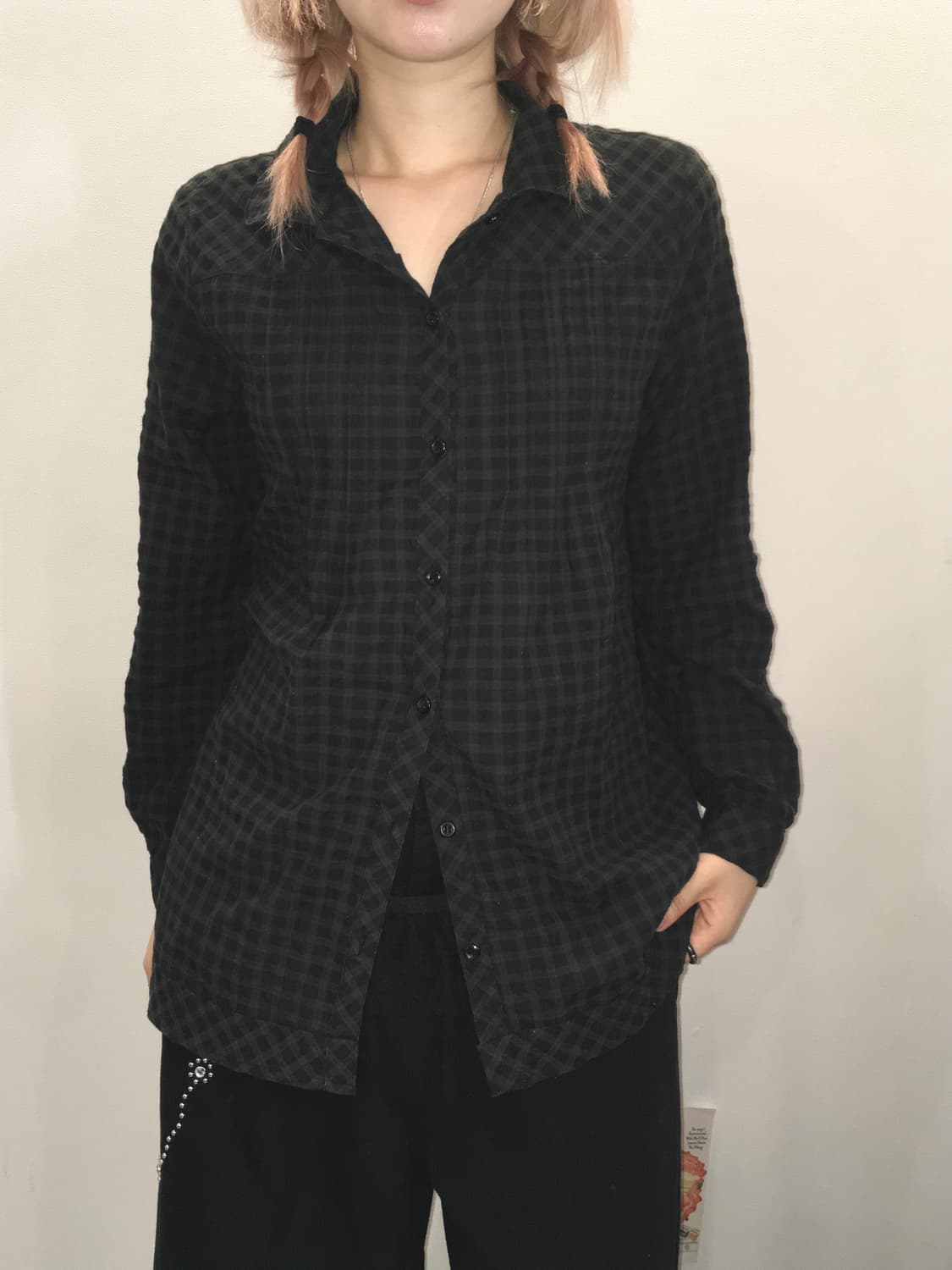 jpn vintage 모리 그린 체크 셔츠  상품이미지2