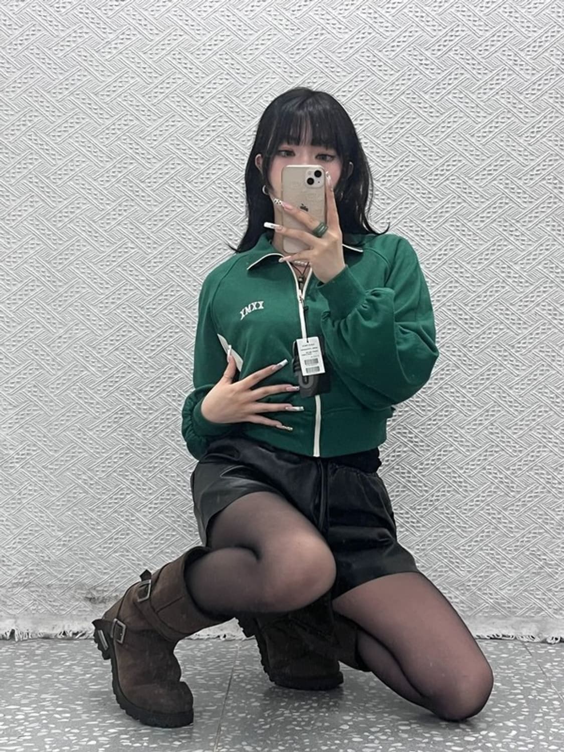 젝시믹스 빈티지 스포티 러닝 딥그린 크롭 집업 자켓 M C11494 상품이미지2