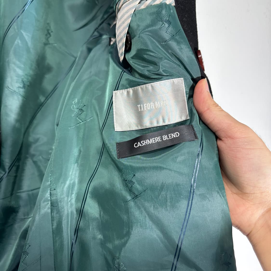 L 티아이포맨 TIFORMEN 블랙 로브 캐시미어블렌드 더블코트 상품이미지4