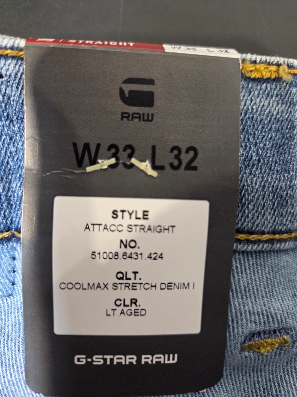 G-Star Raw Attacc 스트레이트 데님 W33 L32 상품이미지7
