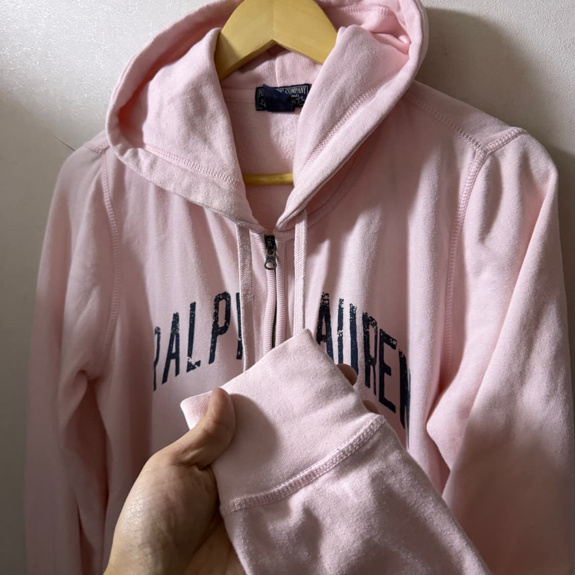 폴로 랄프로렌 젠 빈티지 후드집업 핑크 L (여성 오버핏 66-77정도) 상품이미지4