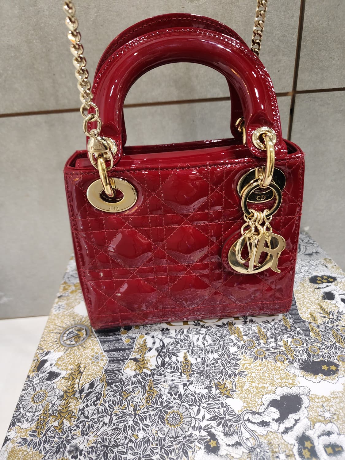 디올 레이디백 미니 페이던트 금장 상품이미지7