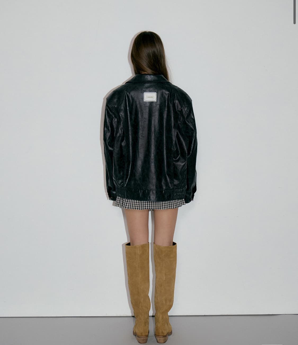 오버듀플레어 크랙 레더 블루종 가죽자켓 블랙 상품이미지5