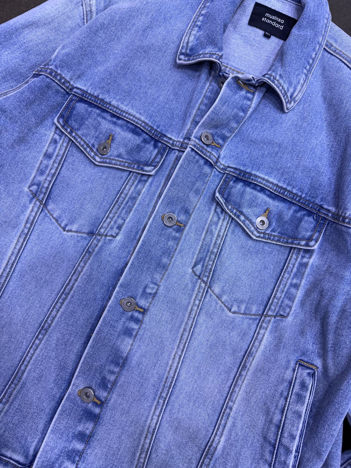 무신사스탠다드 무탠 릴렉스드 트러커 데님자켓 라이트 인디고 2XL 상품이미지8