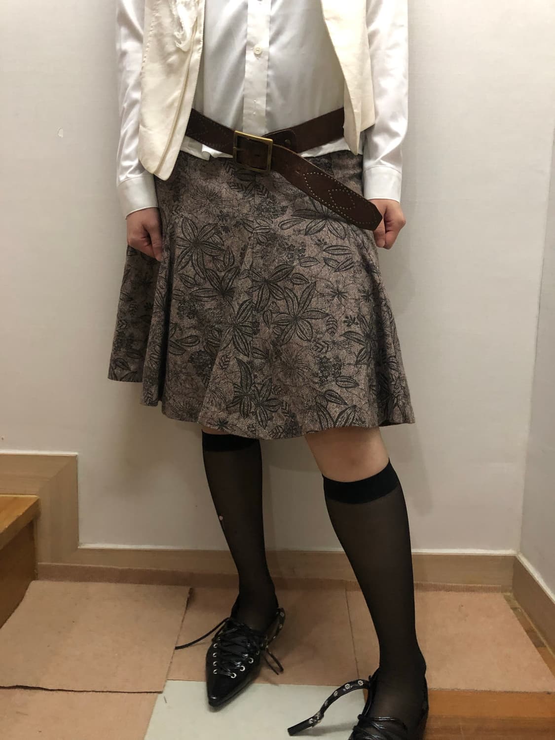 빈티지 브라운 오리엔탈 미디 스커트 상품이미지2