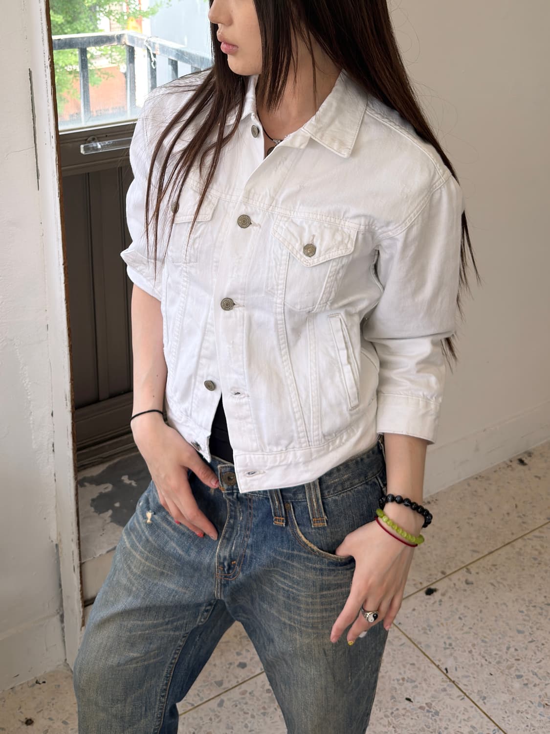 DENIM&SUPPLY RALPH LAUREN 화이트 트러커 데님 자켓 상품이미지1