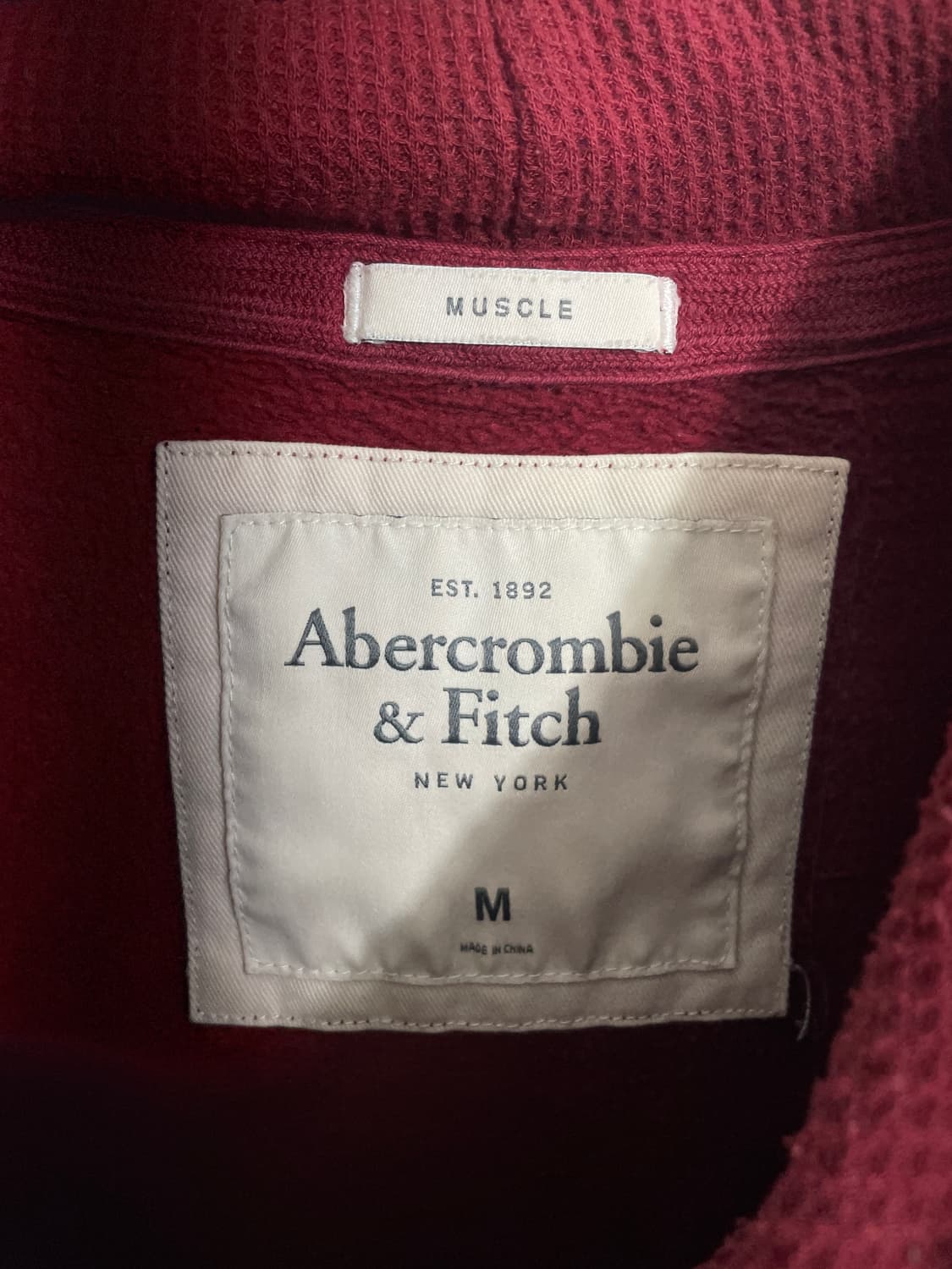 아베크롬비 딥 레드 레터링 후드티 상품이미지7