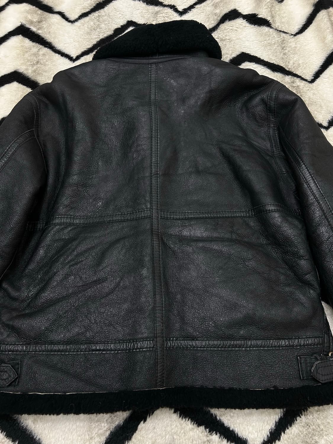 [XL]B-3 숏 가죽 무스탕/블랙 상품이미지6