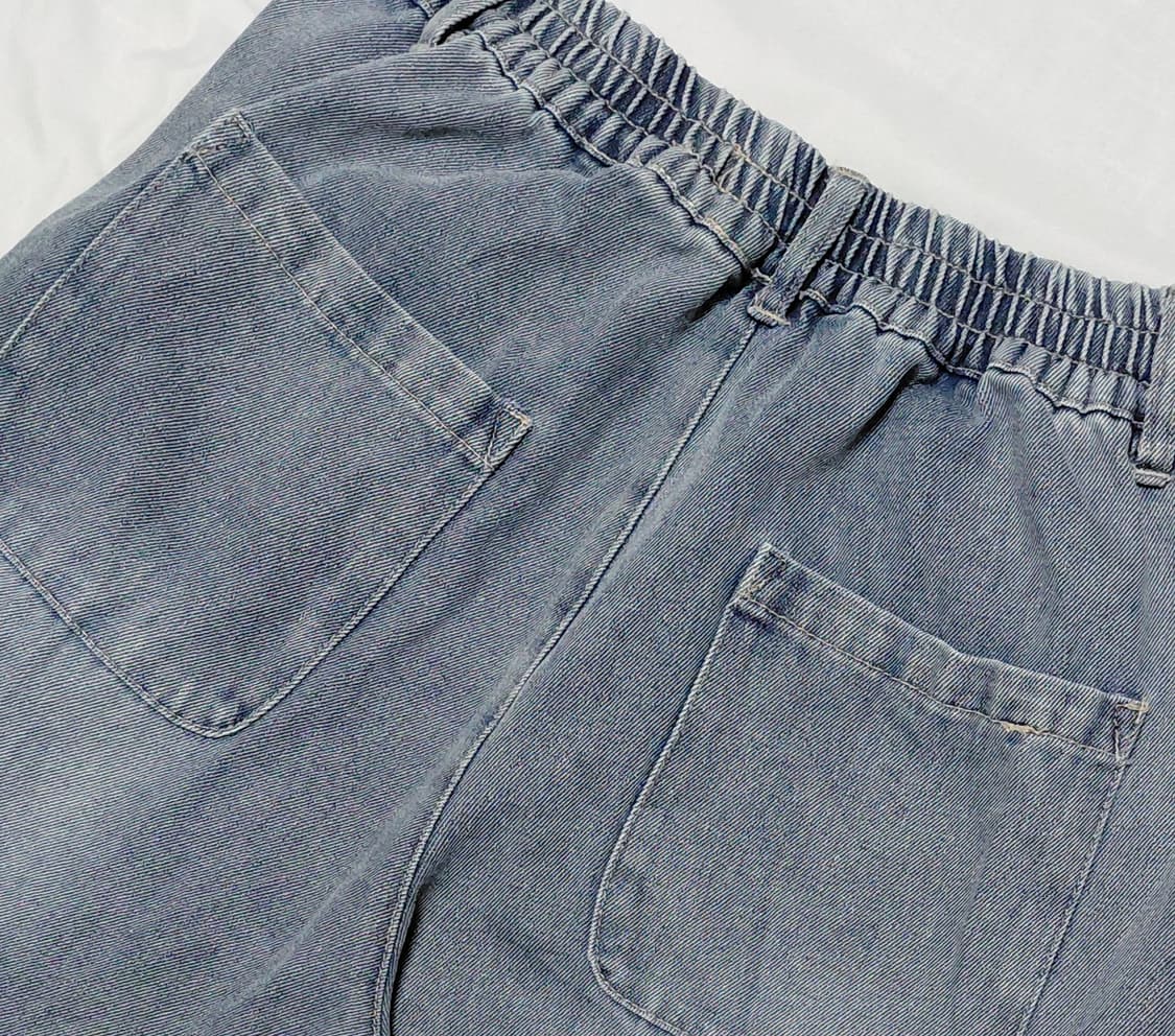 [M] Doublefocus 사이드 라인 와이드 데님 조거 팬츠 (연청) 상품이미지8