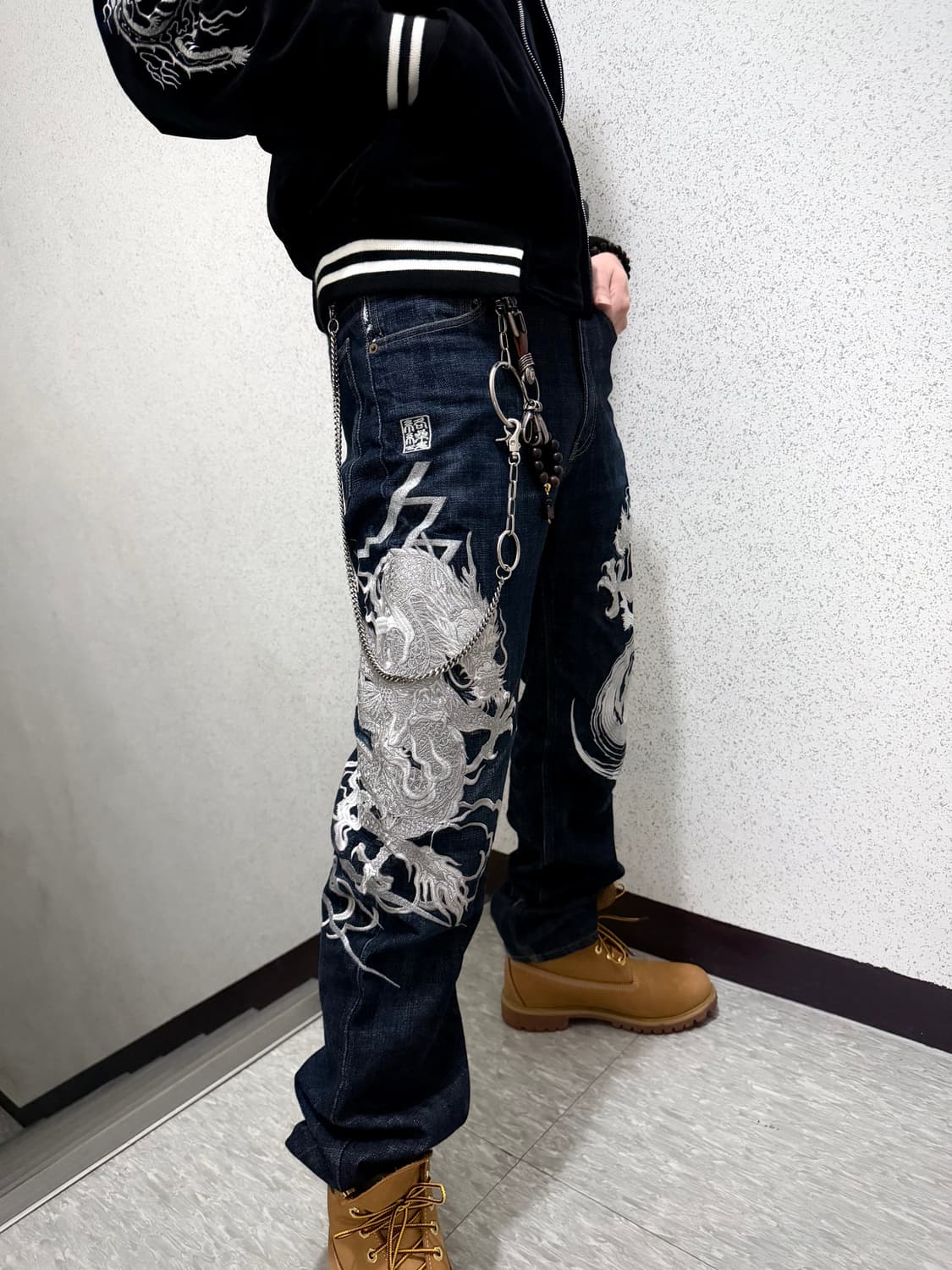 카라쿠리타마시 오리엔탈 드래곤 엠브로이더드 데님 30 상품이미지1