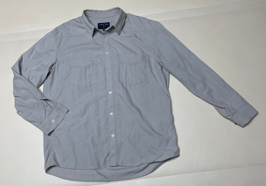 마뗑킴 스티치 포인트 셔츠 라이트 그레이 L 상품이미지1