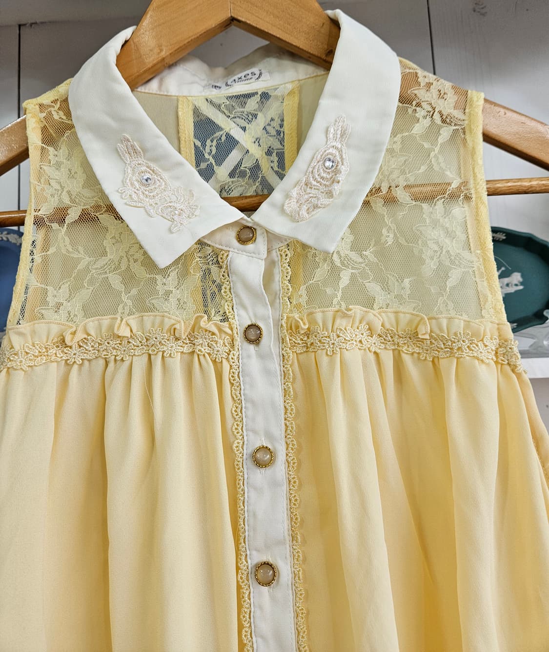 엑시즈팜(axes femme) 레몬옐로 레이스 쉬폰 원피스 상품이미지3