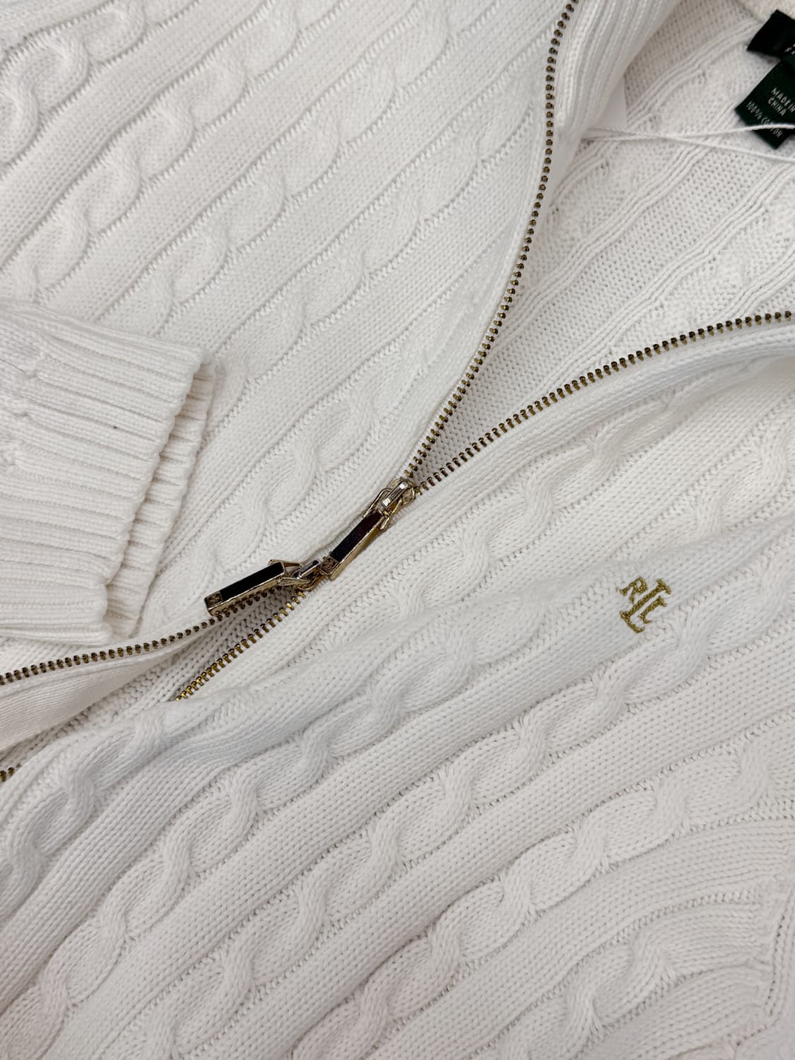 폴로 랄프로렌 루즈핏 화이트 케이블 니트 집업 상품이미지2