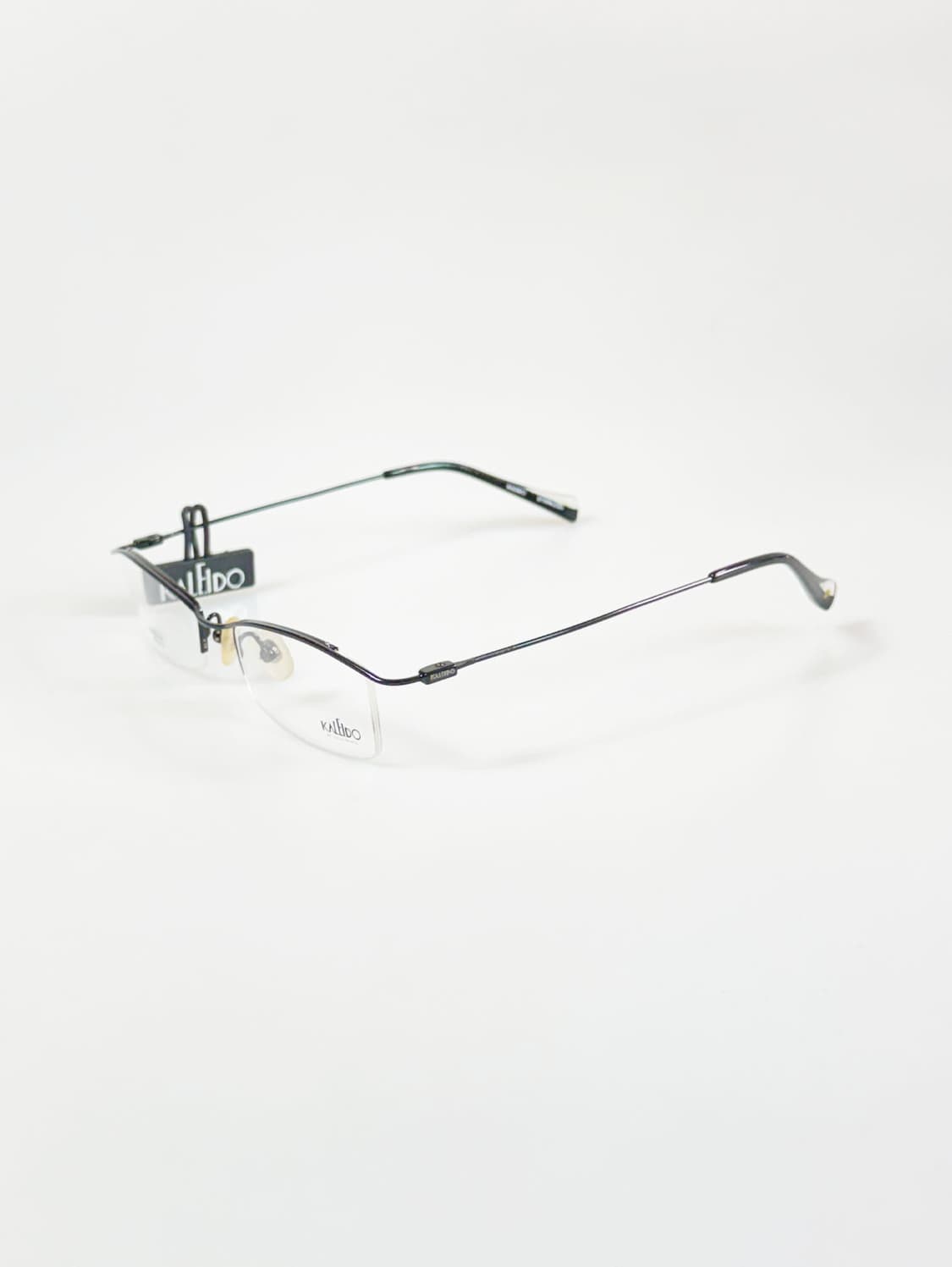 90s KALEIDO 블랙 반무테 스퀘어 메탈 빈티지 안경 상품이미지3