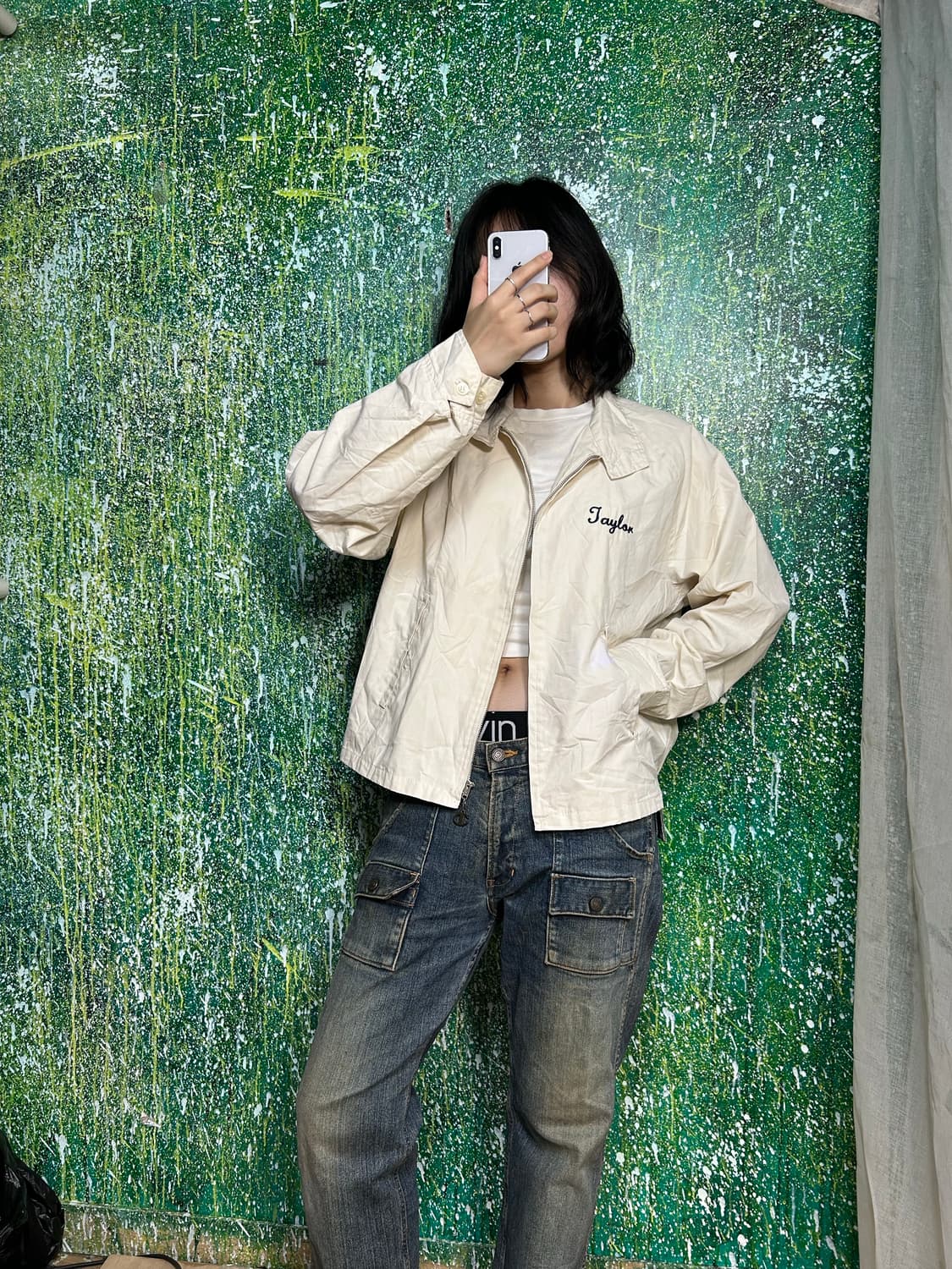 챔피온 화이트 블루종 집업 자켓 L 상품이미지2