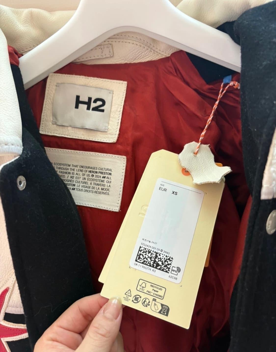 Heron Preston X H&M 레더 베이스볼 자켓 XS 새상품 상품이미지10