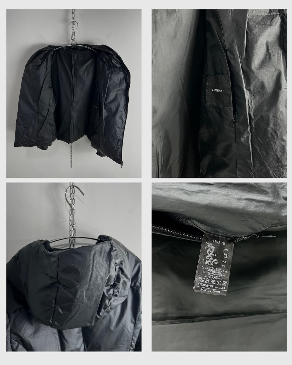 어태치먼트 (ATTACHMENT) 비대칭 사선 집업 다운 자켓 상품이미지7