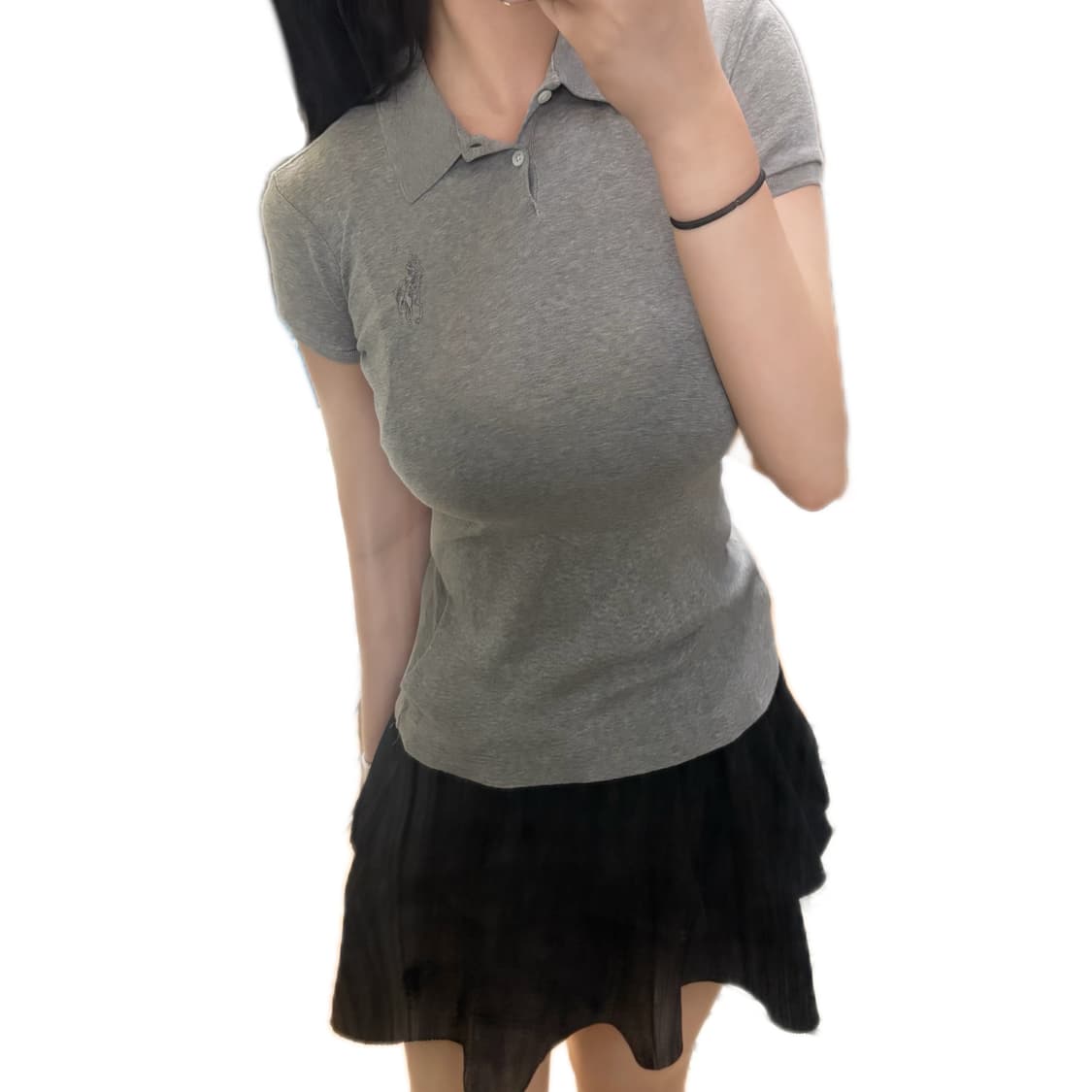 정품)폴로 실버 빅포니 딱붙핏 그레이 카라티 PK 상품이미지1