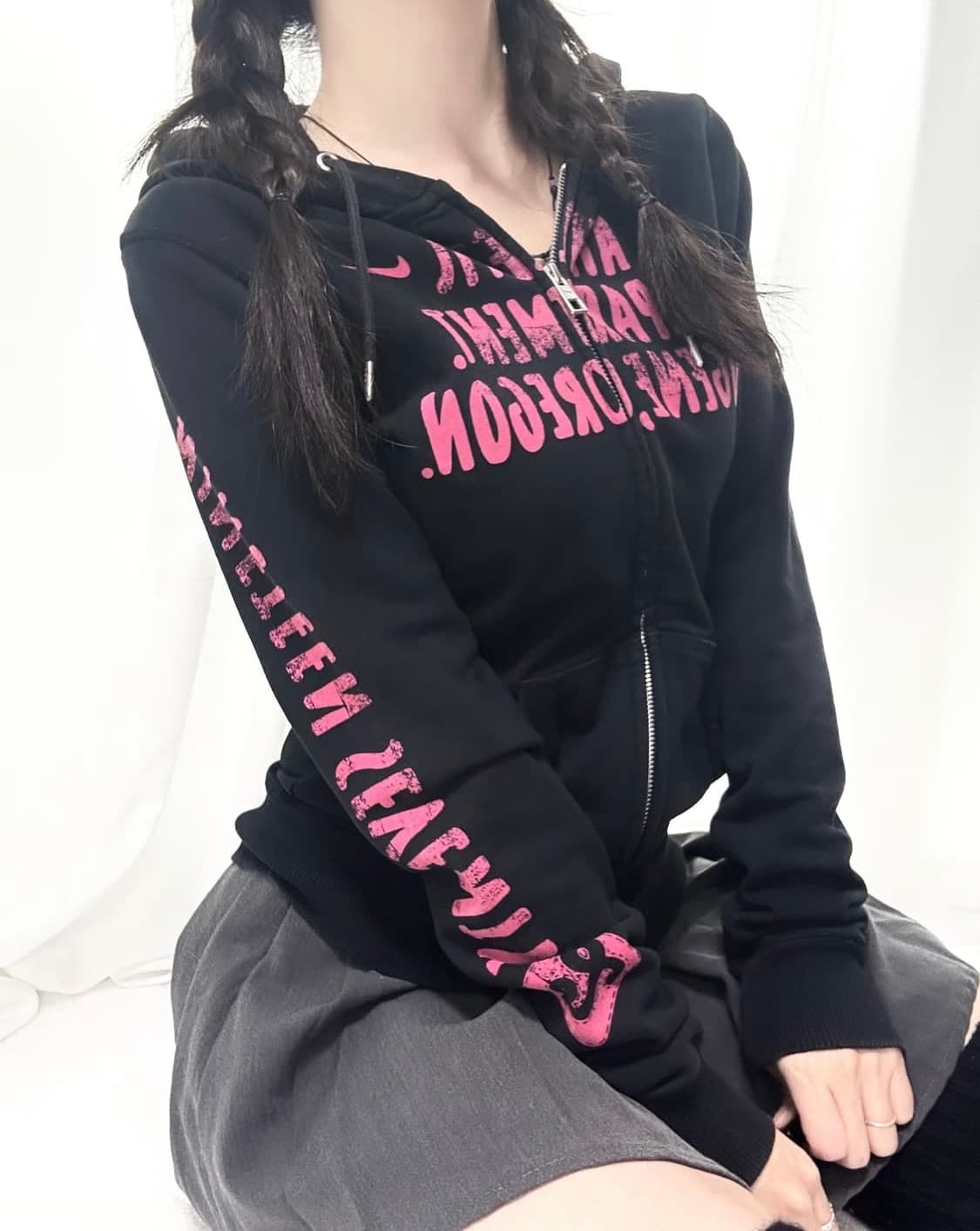 나이키 블랙 핑크 로고 후드집업 상품이미지2