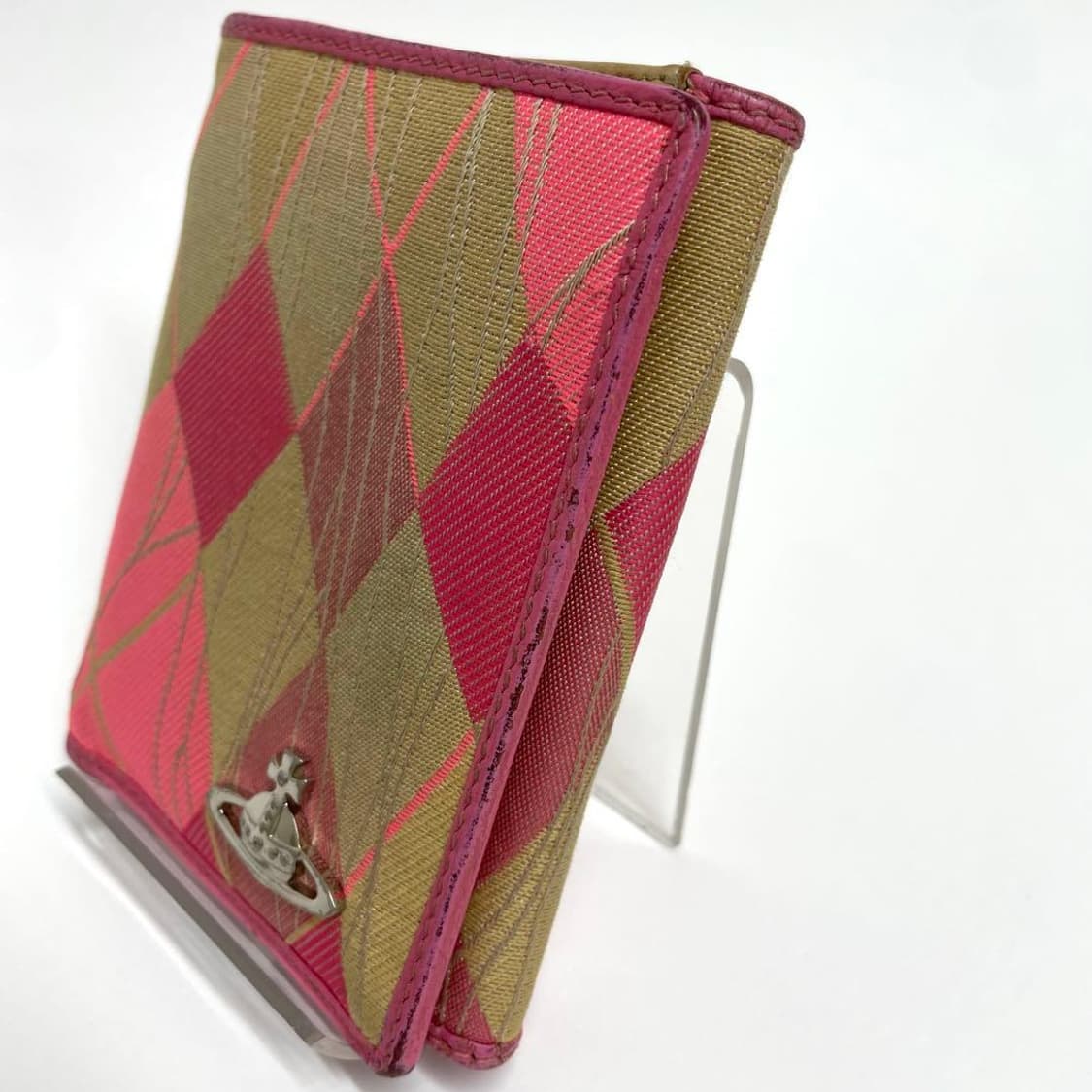 비비안 웨스트우드 아가일패턴 캔버스 레더 지갑 상품이미지3