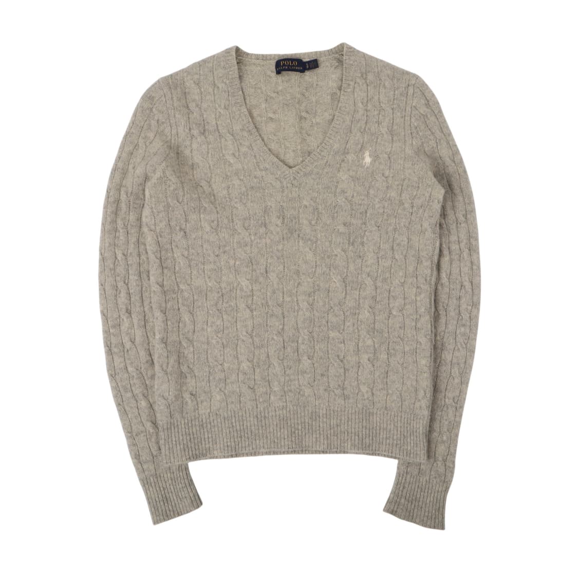 폴로 랄프로렌 그레이 울 캐시미어 케이블 브이넥 니트 상품이미지1