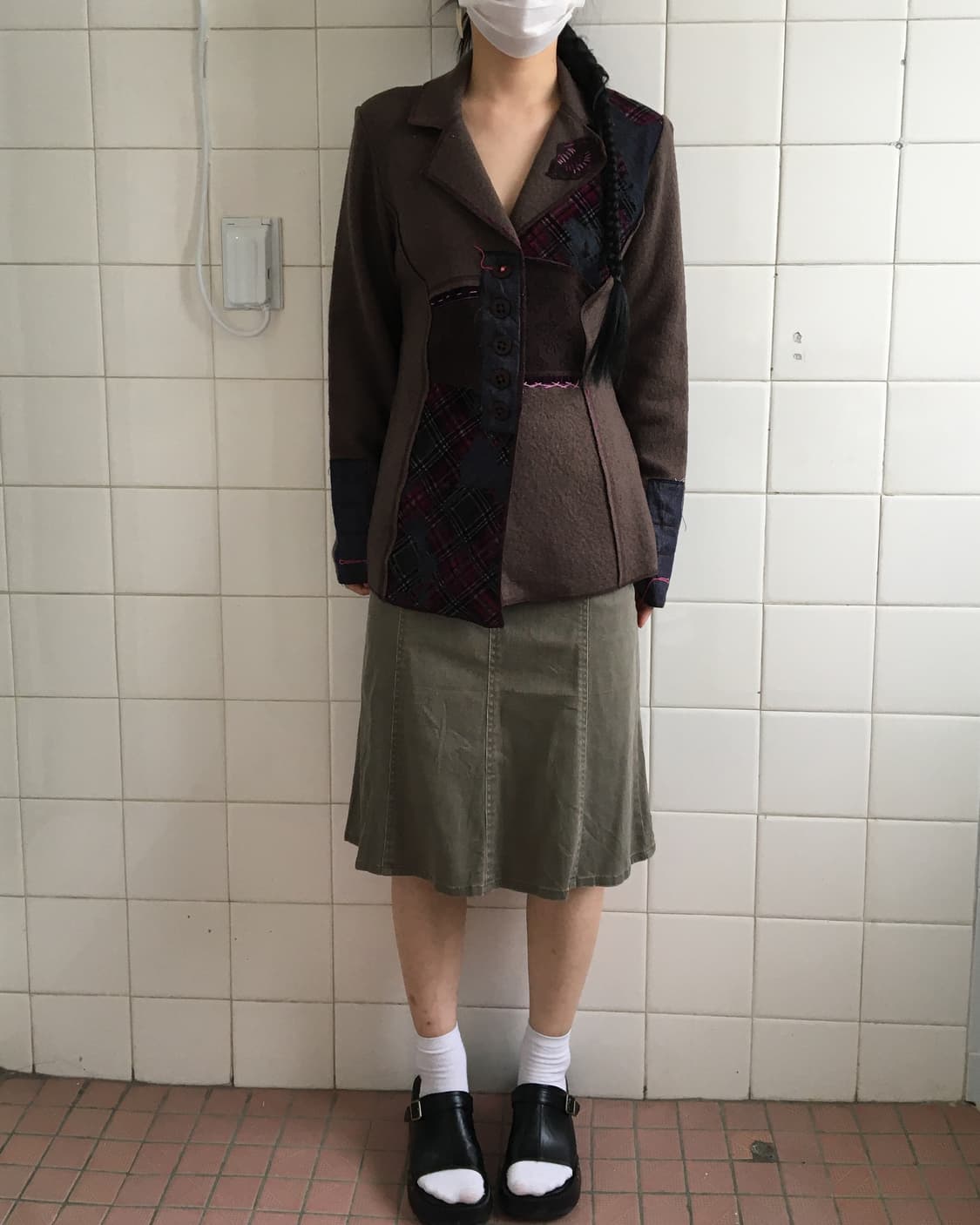 Patch work point woolen jacket 상품이미지1