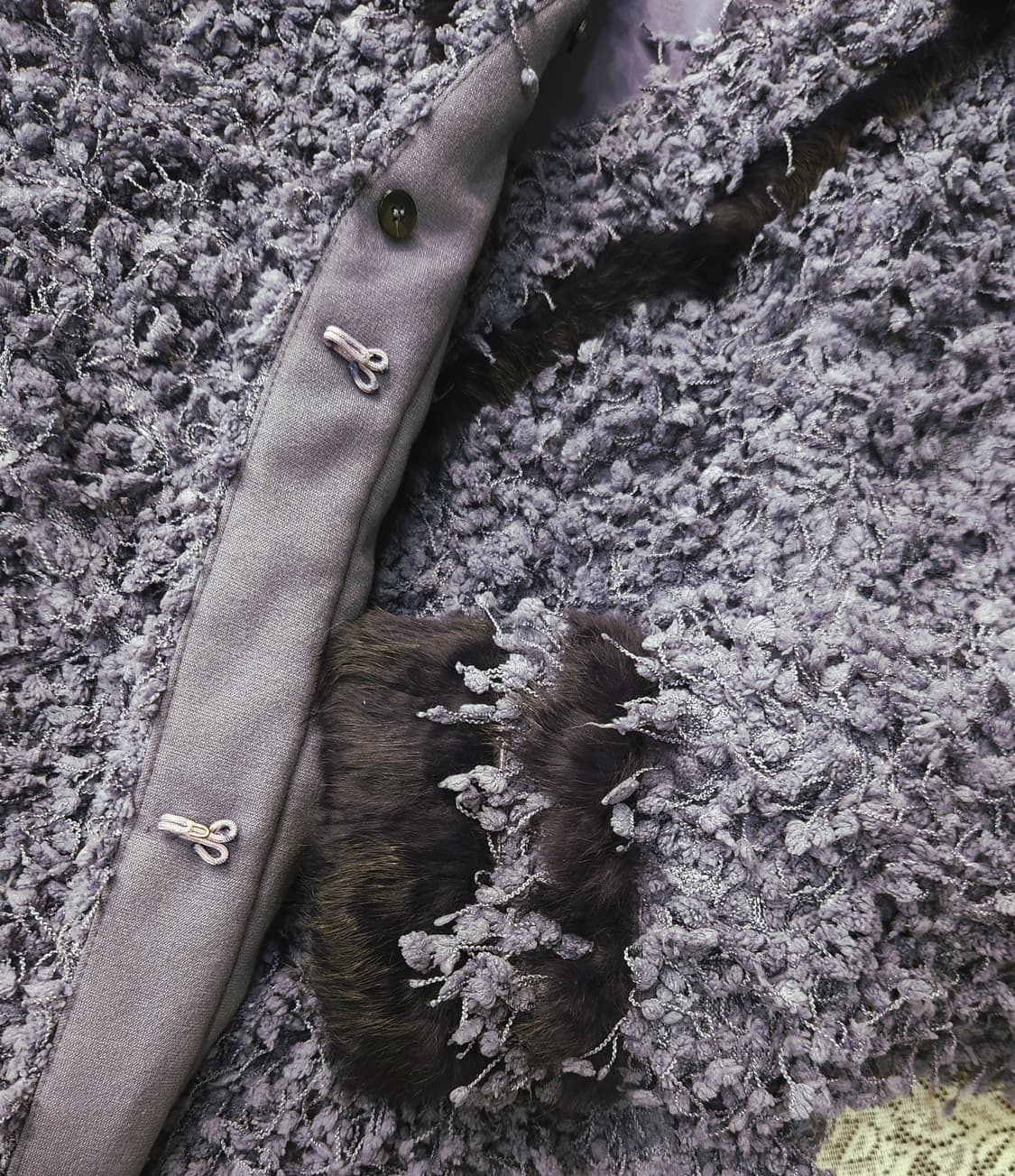 오즈세컨 배색 퍼 부클코트55 상품이미지6