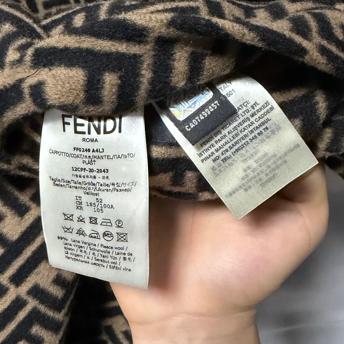 [S+급/52] 펜디 리버서블 캐시미어 후드 코트 블랙 상품이미지8