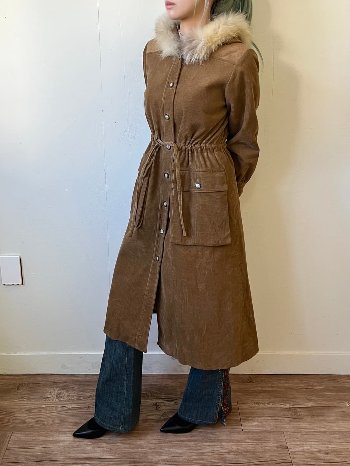 입생로랑 골지 후드퍼 코트 상품이미지6