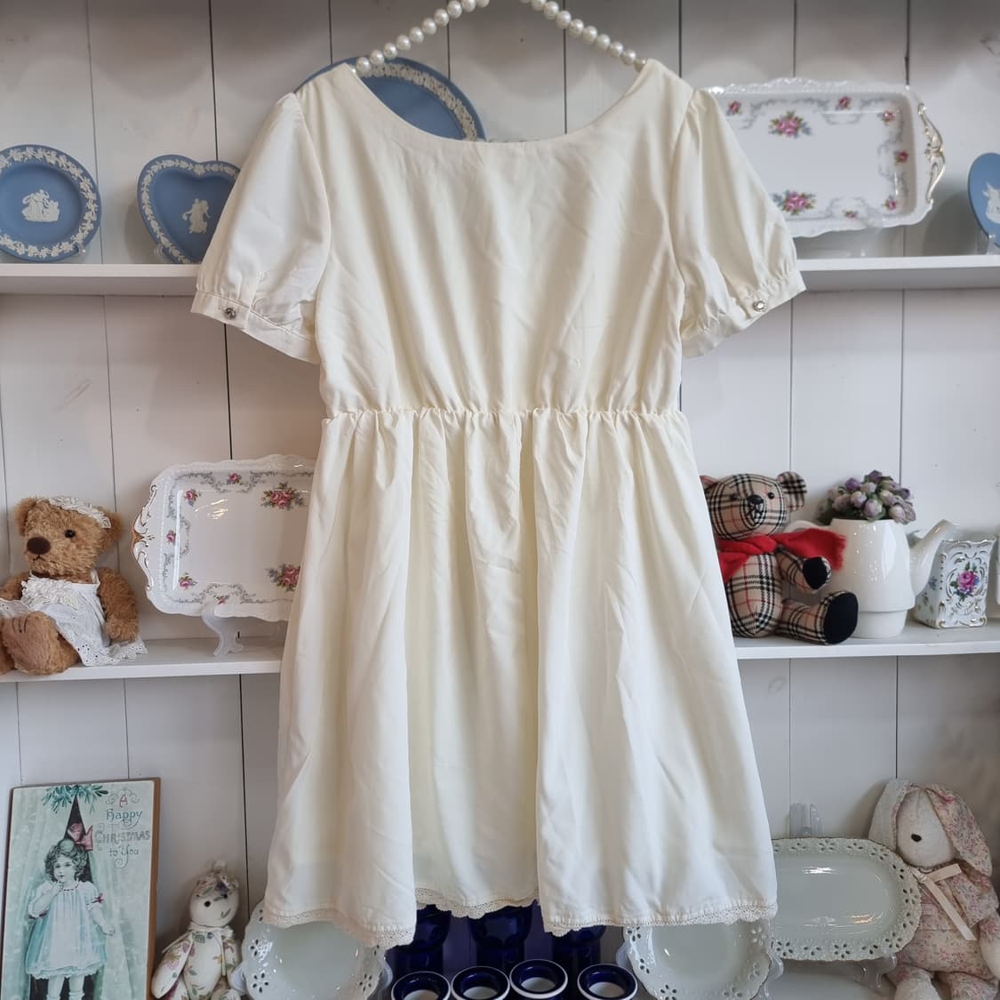 아이보리 레이스 반팔 원피스 상품이미지5