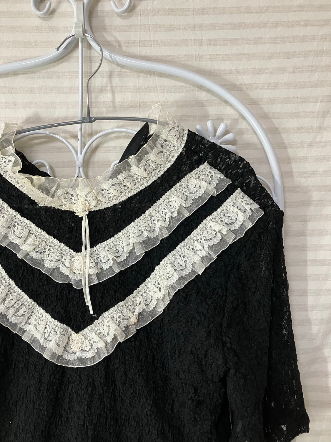 블랙 레이스 진주 블라우스608 상품이미지3