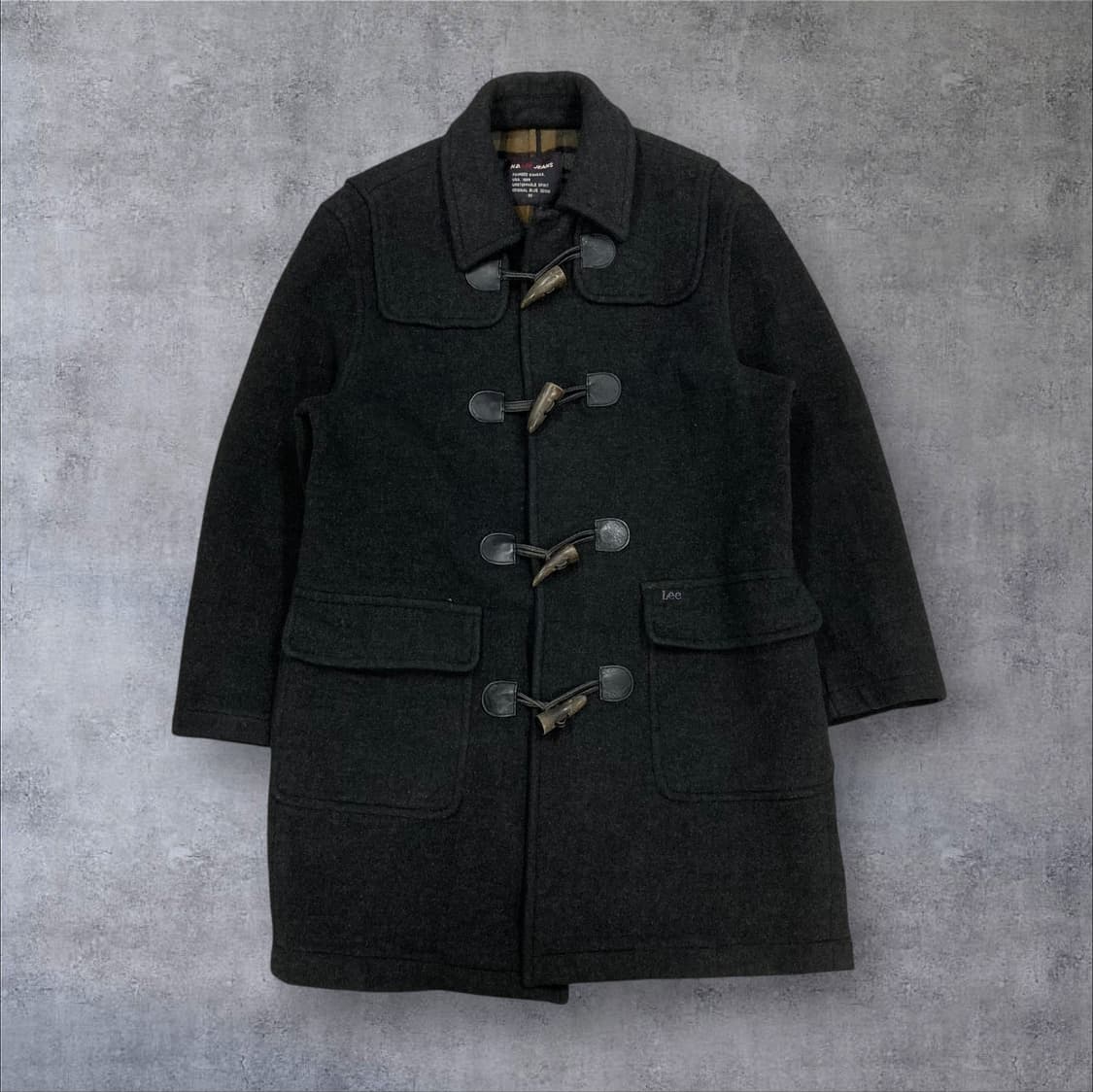 Lee 다크 그레이 스몰 로고 더플 코트 상품이미지1