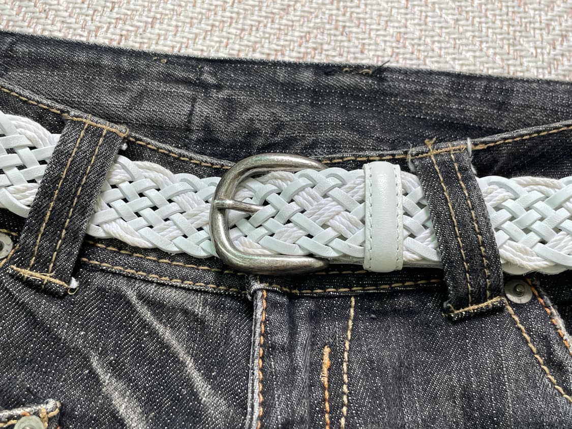 빈티지 화이트 브레이디드 위빙 벨트 상품이미지2