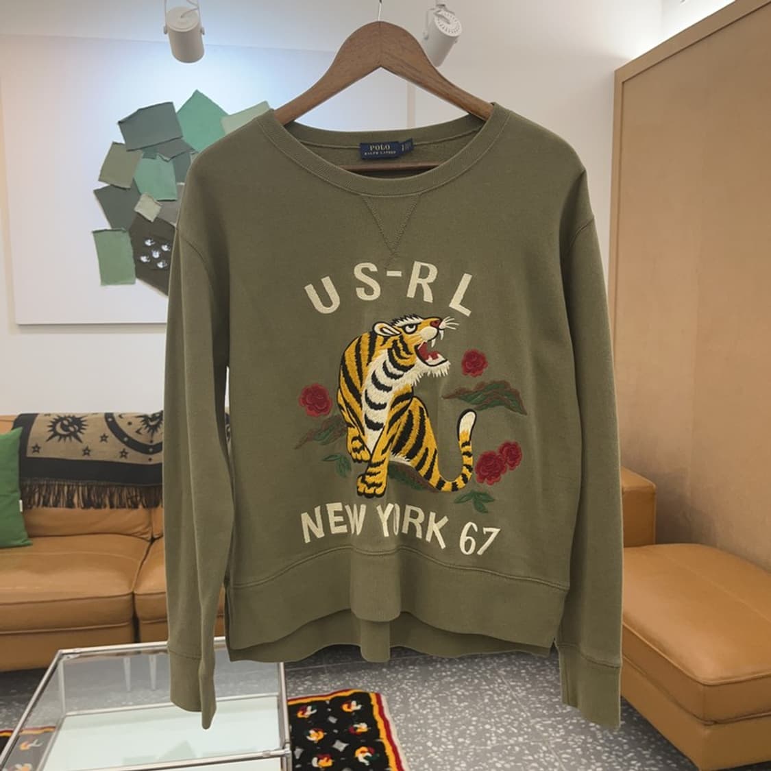 폴로 랄프로렌 올드스쿨 자수 올리브 카키 맨투맨 S C06607 상품이미지2