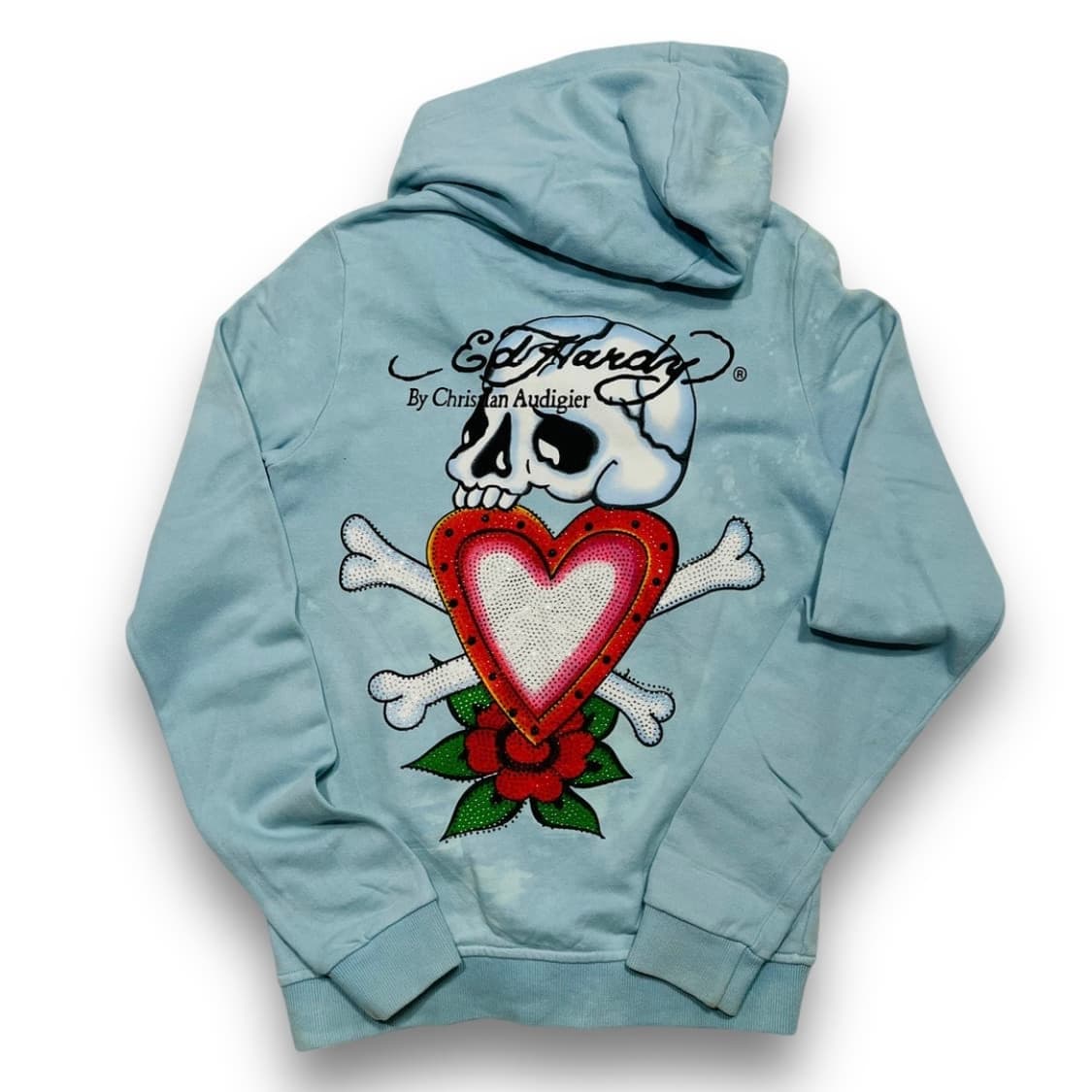 펑크 에드 하디 로즈 스컬 올드스쿨 타투 투웨이 후디 집업 상품이미지3