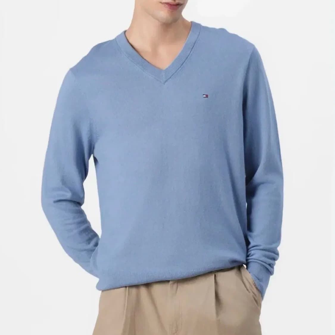 [M] Tommy 타미힐피거 하늘색 브이넥 니트 상품이미지4