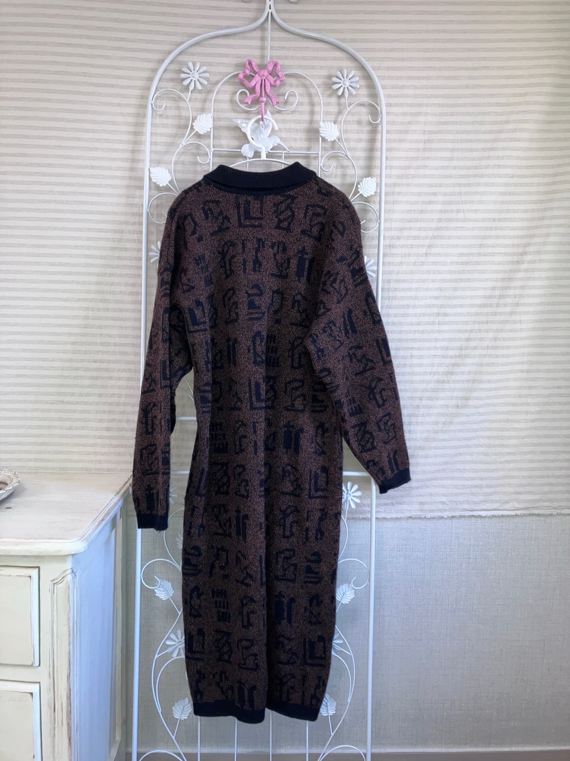 빈티지 브라운 보헤미안 니트 원피스 y2k 스트릿 갸루 펑키 일본빈티지 상품이미지2