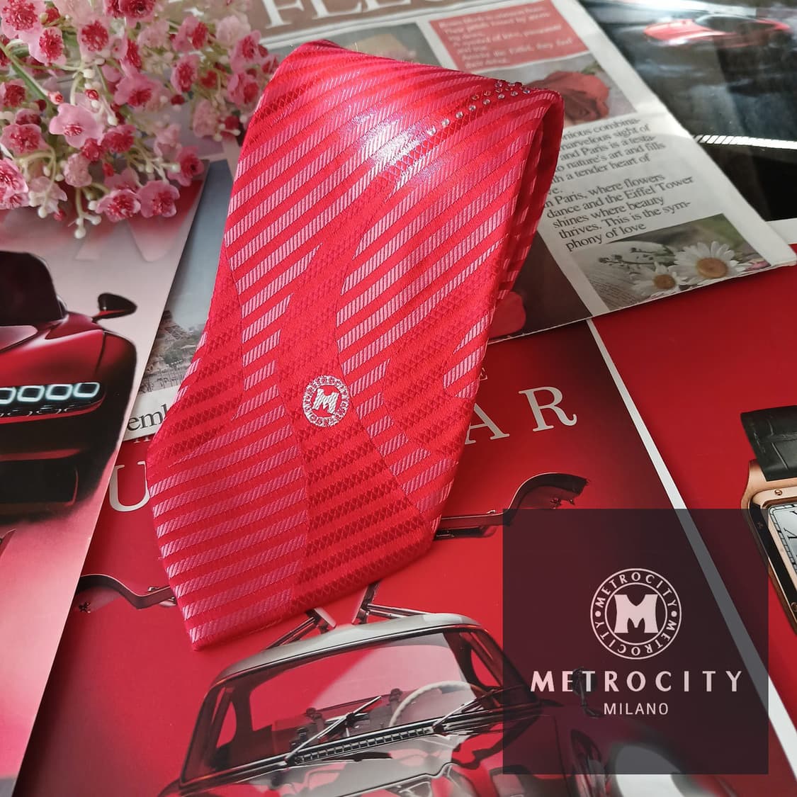 메트로시티 실크 스트라이프 자카드 넥타이 9.3cm A+등급 A19200 상품이미지1