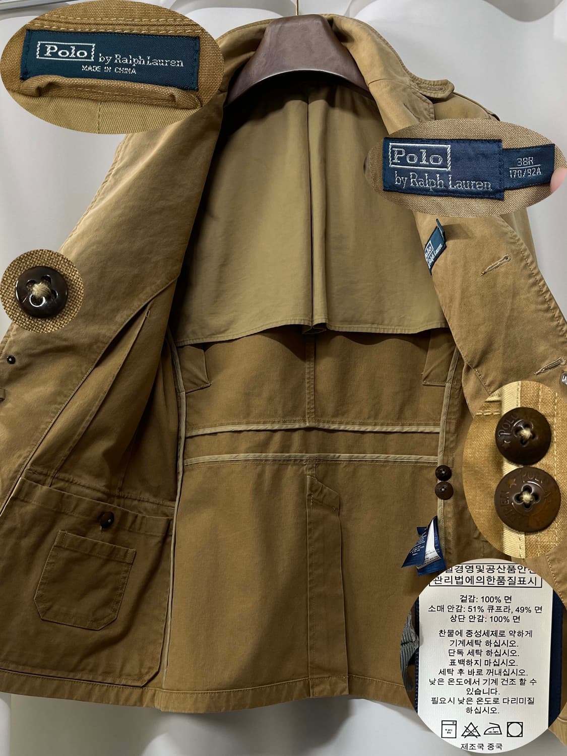 폴로 랄프로렌 탄베이지 친스트랩 페이드 덕캔버스 카코트 헌팅자켓 상품이미지3