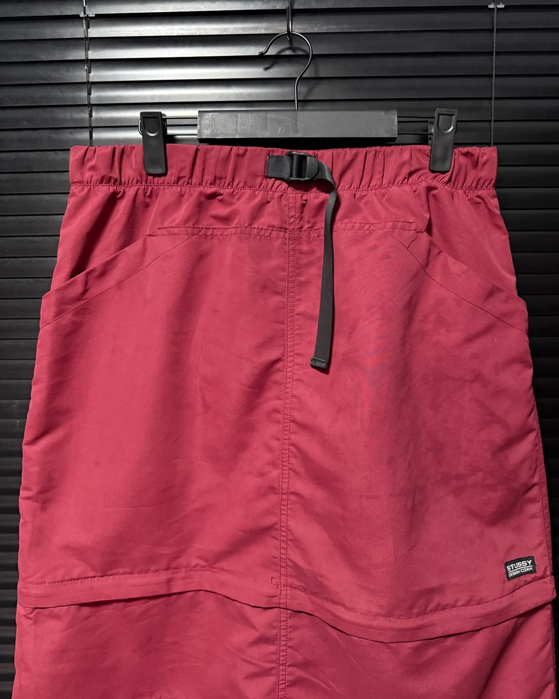 스투시 RANGE ZIP OFF SKIRT 레드 버건디 숏 롱 나일론치마 상품이미지3