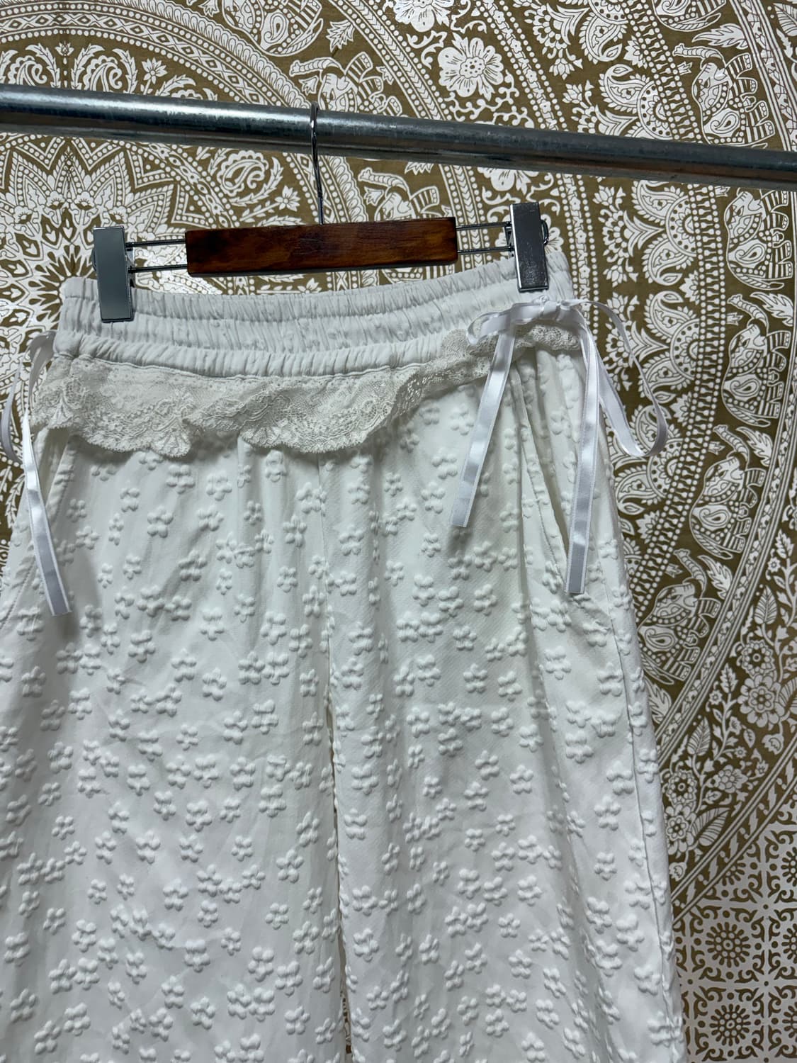 여성 플라워패턴 화이트 밴딩 레이스 트레이닝팬츠  상품이미지4