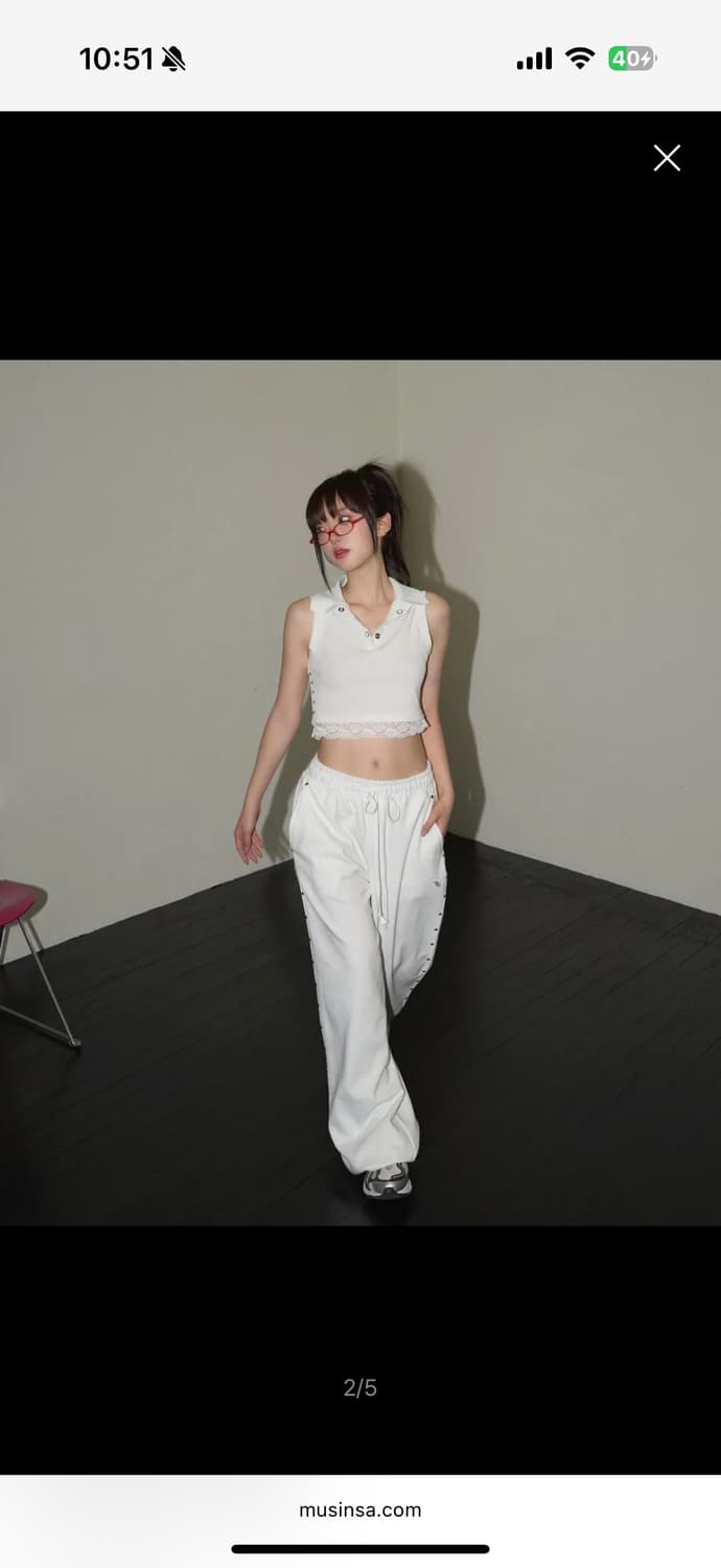 [새제품] stud twinkle jogger pt - white 상품이미지2