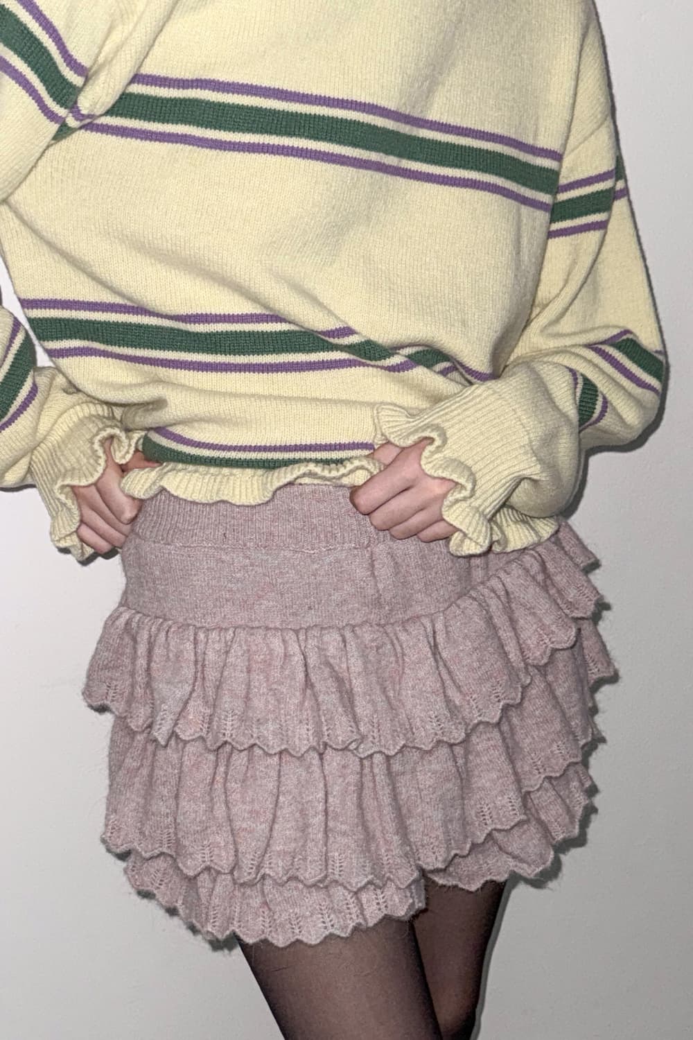 Sinoon Ruffle Knit Pants (Candy) 상품이미지4