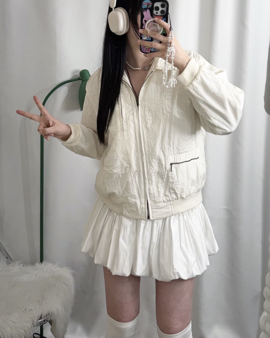 아이보리 오버핏 봄버 자켓 상품이미지5